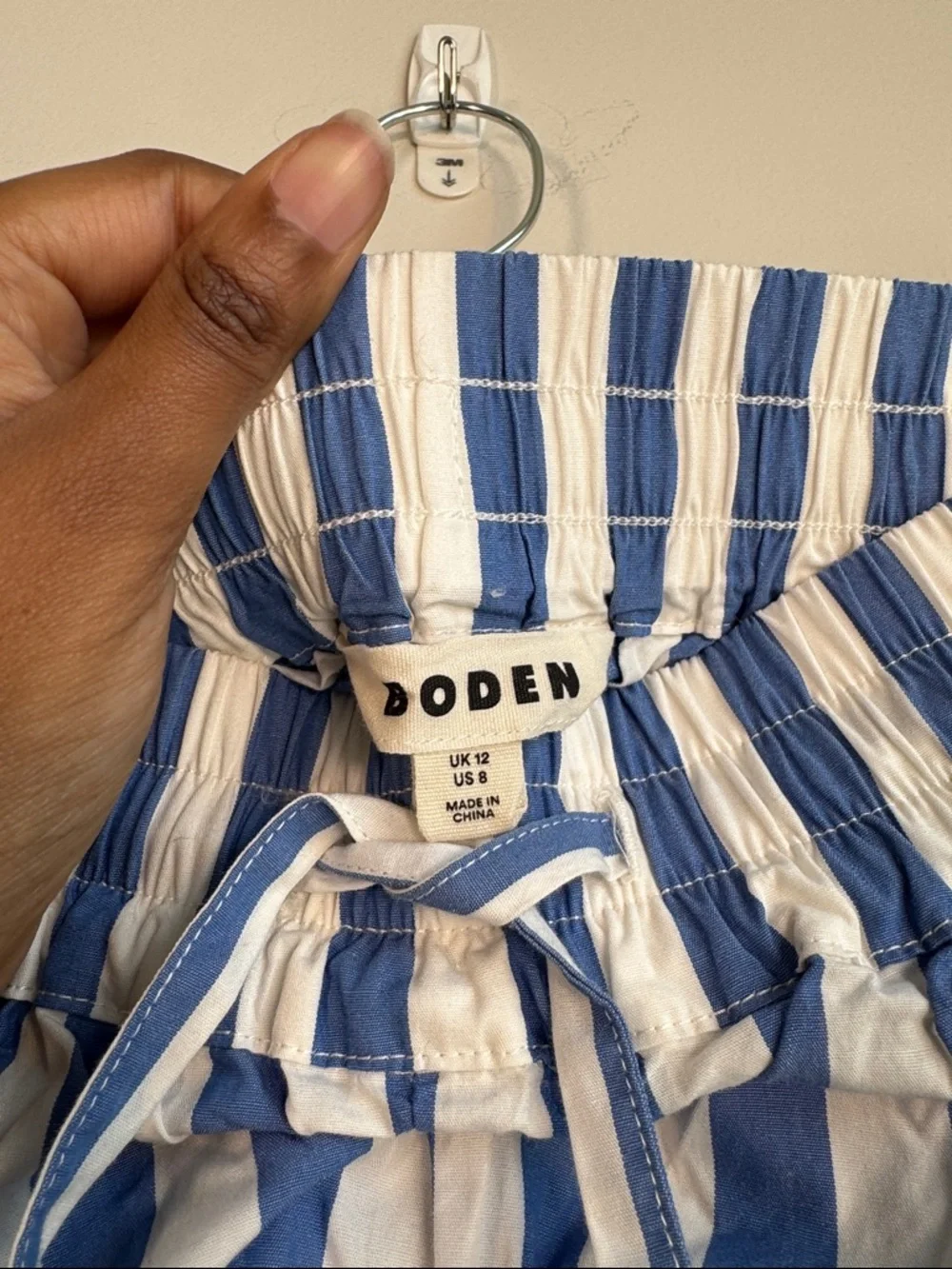 Boden Drawstring Striped Shorts in Blue/White - 8 - Picture 4 of 4